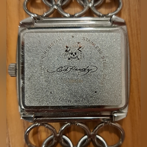 EUC Vintage Y2K Ed Hardy Silver Lynx Sparrow Casual Moto Goth Watch Jewelery - Picture 4 of 5